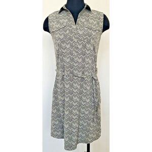 Eddie Bauer Athleisure Dress Olive Green‎ Purple Geometric AOP Stretch Travel XS